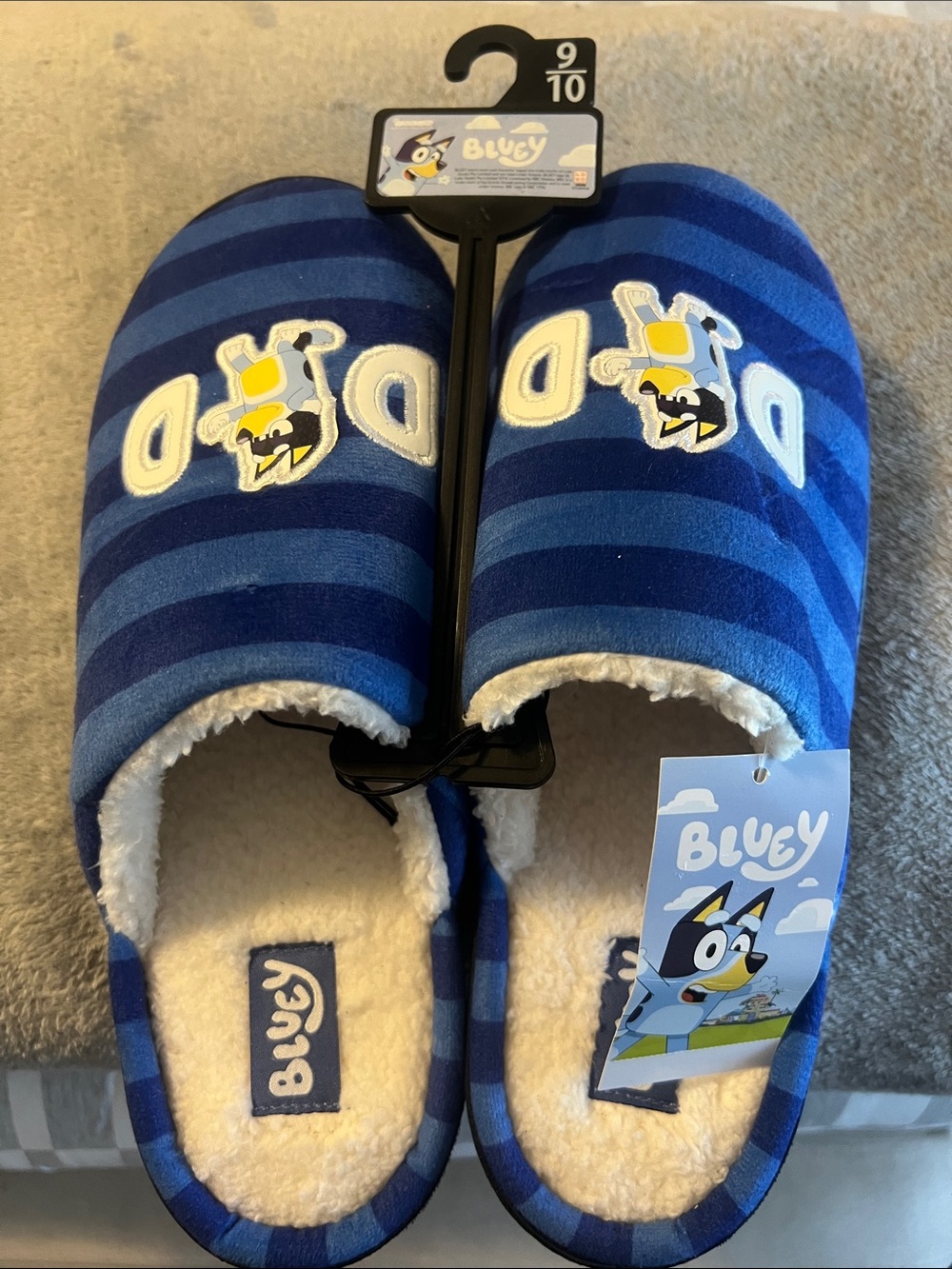 Mens Blue Striped Slippers - Brand